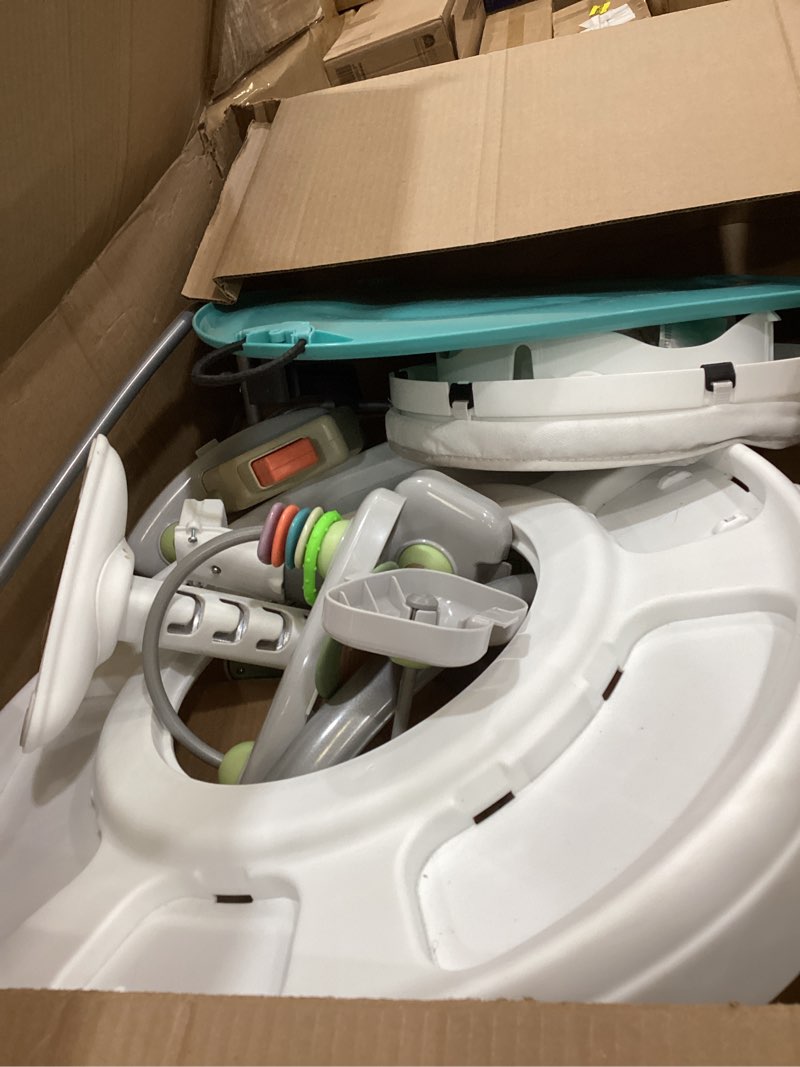 Condition photo showing As Is for ingenuity spring & sprout 2-in-1 baby activity center jumper and table with infant toys - ages 6 months +, first forest pink