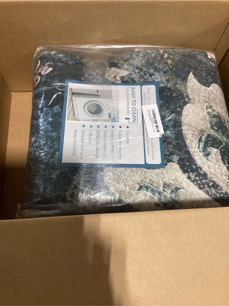 Condition photo showing As Is for area rugs 2'x3' kitchen rugs entry rug small rugs for entryway kitchen bathroom door mat indoor entrance,washable non slip, dark blue vintage blue/vintage dark blue 2' x 3' (rectangular)