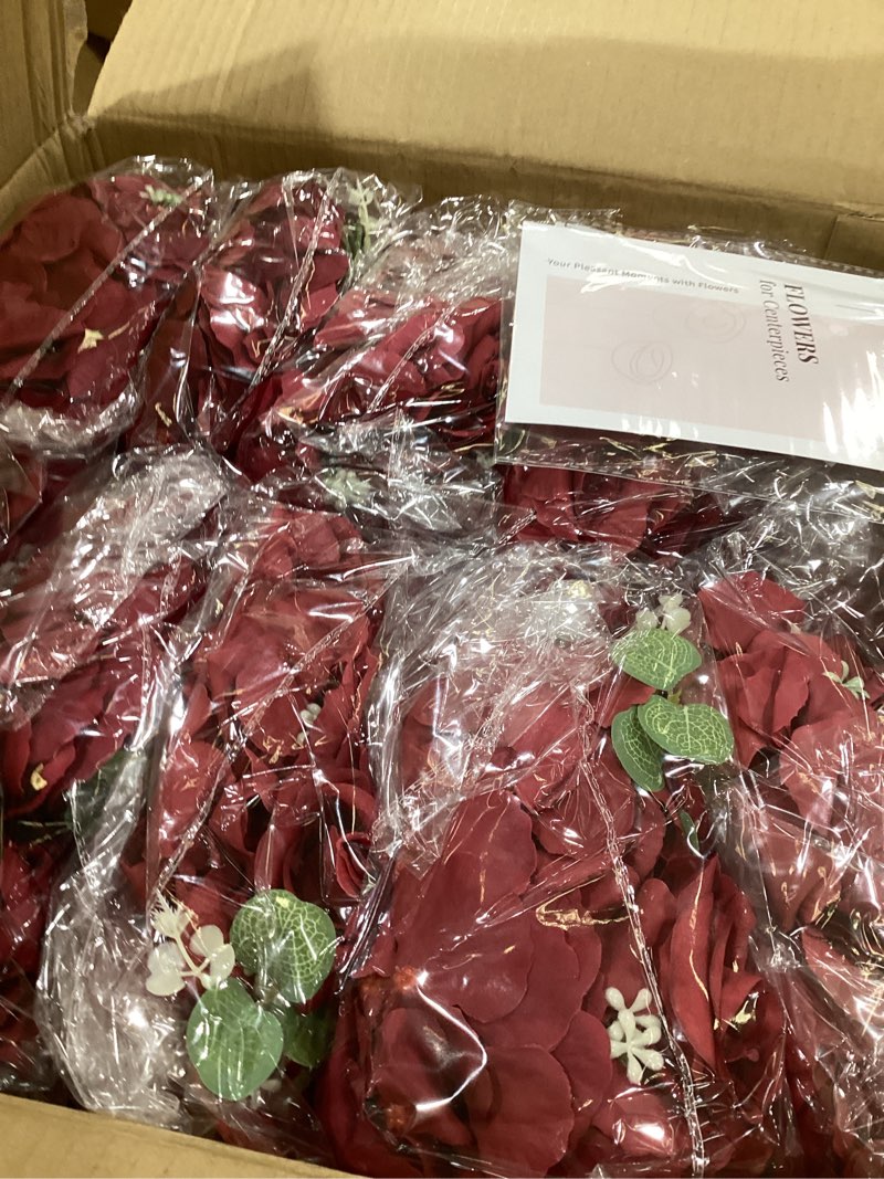 Condition photo showing New/Like New for nuptio flower balls for centerpieces wedding: 10 pcs 11.8 inch diameter artificial flower ball arrangement bouquet centerpiece for tables - burgundy fake rose flowers for wedding decor 11.8" diam - 10 pcs burgundy