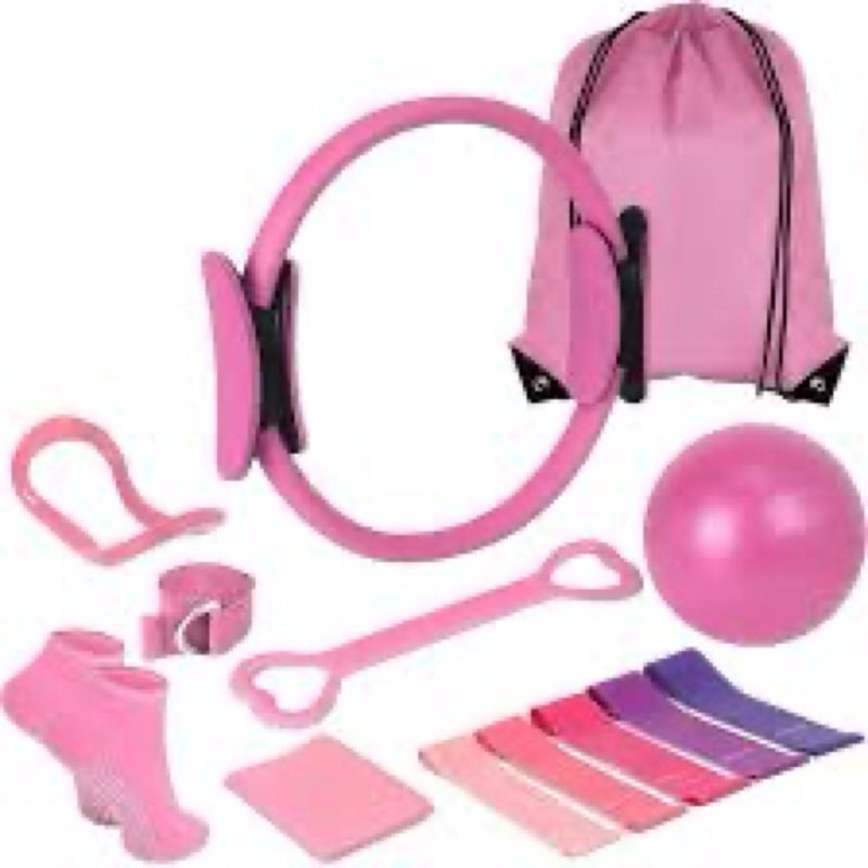 Pilates Kit Pilates Essentials Kit for Women 13 PCS Pilates Ring and Ball Set with Resistance Band,A