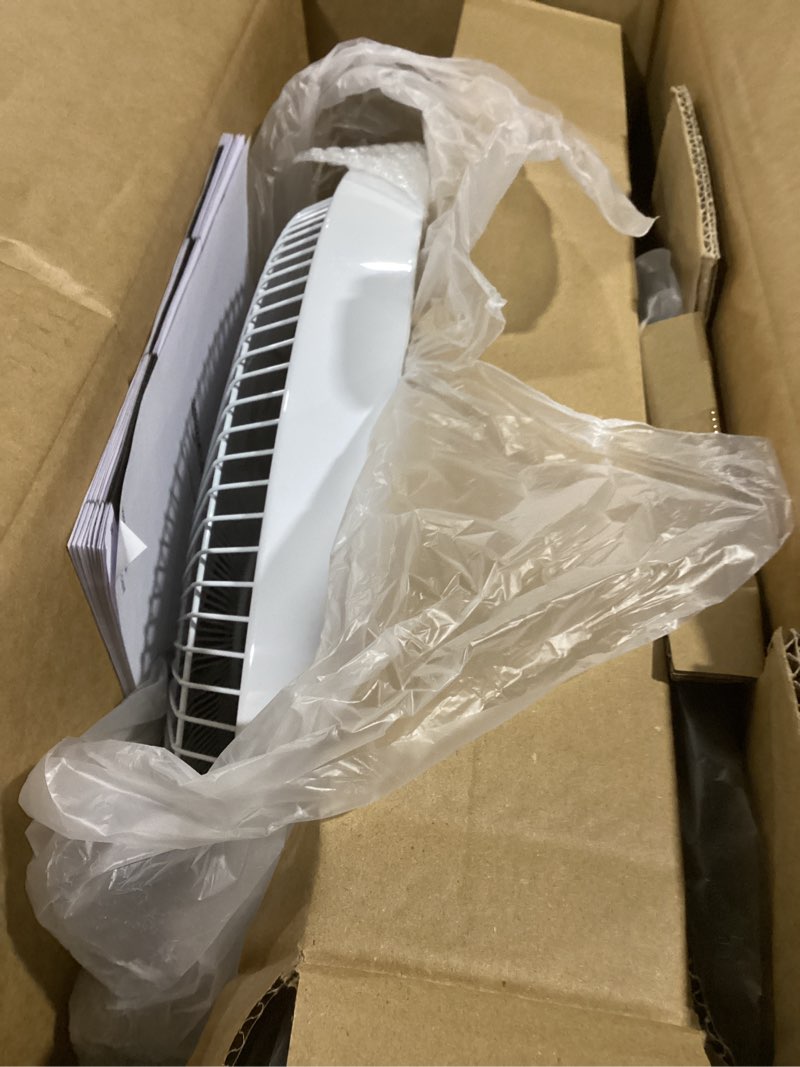 Condition photo showing New/Like New for amazon basics 16-inch quiet dc motor standing floor fan for bedroom, 12 speed with remote, 3 breeze modes, adjustable height, dual-layered blades, timer, energy efficient (28w), white 12-speed, dc motor