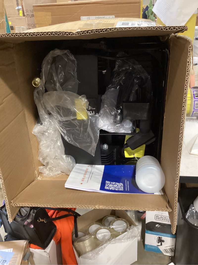 Condition photo showing As Is for giraffe tools grandfalls retractable pressure washer g20b, 2500 psi 2.2 gpm, wall mounted power washer with 65ft hose reel, black pressure hoses, 4 nozzles for floor/cars/fences/patios, dark silver