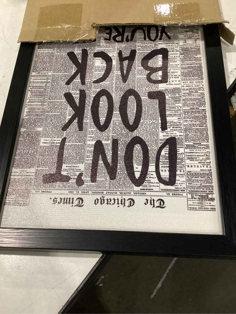 Condition photo showing New/Like New for framed retro newspaper wall art trendy black and white poster dont look back inspirational quote posters positive motivational affirmation canvas print preppy aesthetic office bedroom decor 8x12inch 8"l x 12"w style-4
