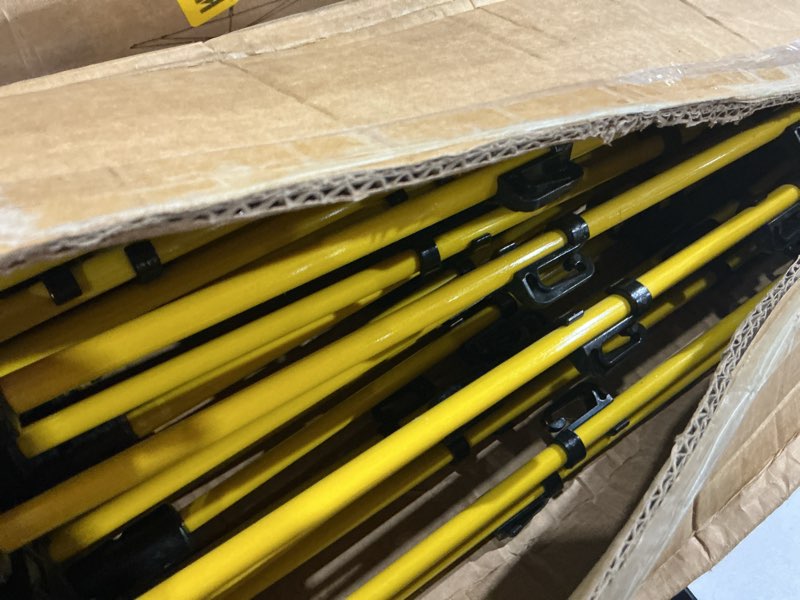 Condition photo showing As Is for step in electric fence posts 3/8" x 57", portable & weather-resistant fiberglass fence posts for temporary electric fencing, farm livestock, garden & pet containment - 30 pcs yellow 57inch-30pcs