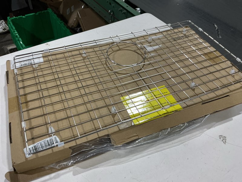 Condition photo showing New/Like New for serene valley 27-9/16" x 14-9/16" sink protector, rear drain with corner radius 3/16", sink grid nlw2815r