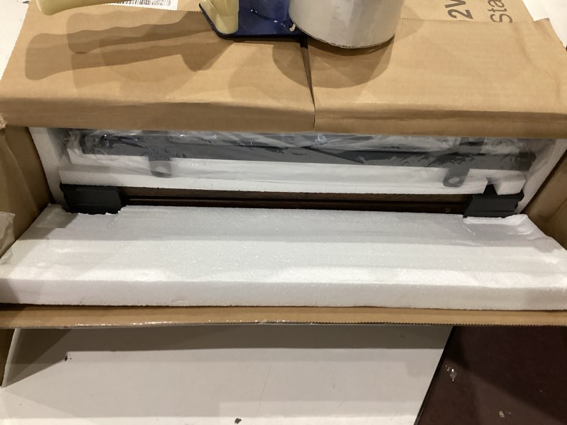 Condition photo showing Good Condition for Furologee TV Stand for TVs up to 65 Inch, Entertainment Center with Open Storage Shelves, 55 Inch Television Stands with Soundbar Shelf for Living Room, Bedroom, Rustic Brown Rustic Brown 55 Inch