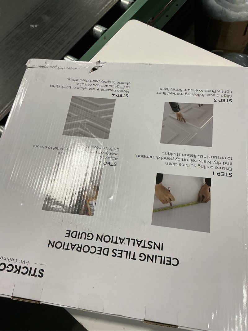 Condition photo showing New/Like New for STICKGOO Black Drop Ceiling Tile 2ft x 2ft, Ceiling Panel High-Grade PVC Coverings 24 x 24in - 12 Pack Cover 48 Sq. Ft 24"x24" Black