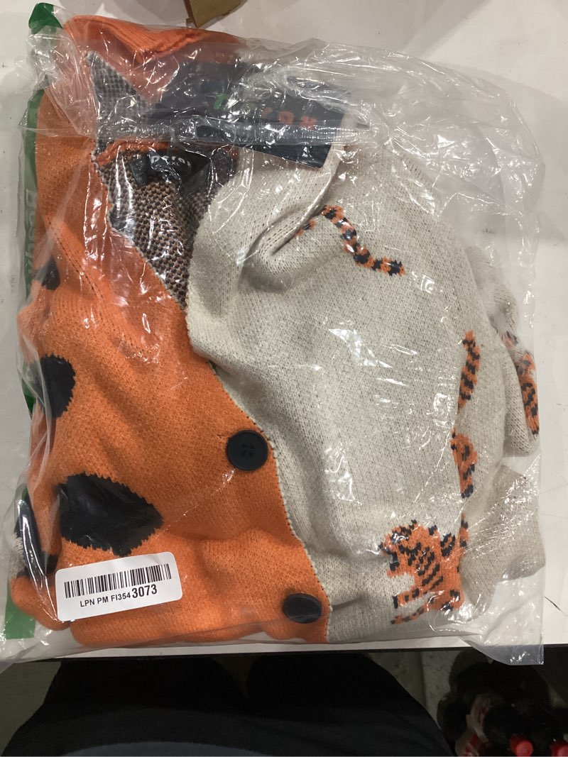 Condition photo showing item condition for DERAX Women's Oversized Leopard Tiger Animal Print Cardigan Sweaters V Neck Long Sleeve Color Block Button Up Sweater Outwear Small Orange