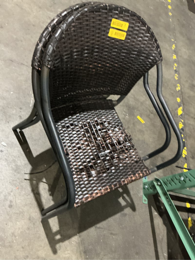 Condition photo showing As Is for brown patio chair