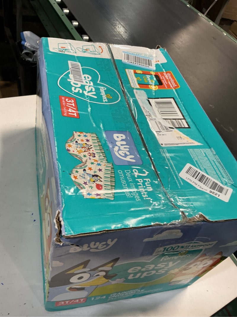 Condition photo showing New/Like New for Pampers Training Pants - Easy Ups Boys & Girls Bluey - Size 3T-4T, 124 Count, Children's Potty Underwear (Packaging May Vary) 3T-4T 124