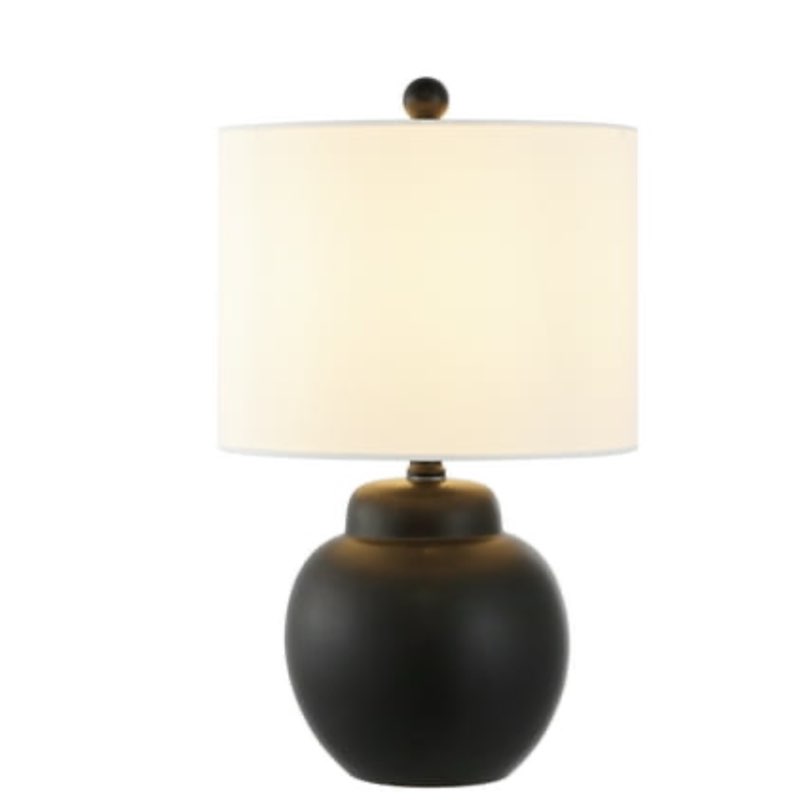 SAFAVIEH Roux 20 in. Glam Black Ceramic Table Lamp with White 100% Cotton Shade