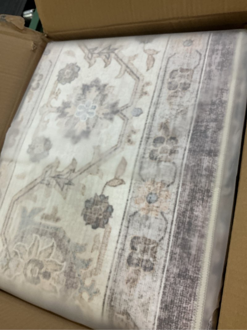 Condition photo showing New/Like New for 7x9 area rugs living room: washable boho large neutral vintage soft rug stain resistant farmhouse non-slip indoor floor carpet for bedroom nursery kids playroom office dining room home- brown beige light brown beige 7' x 9' (rectangular)
