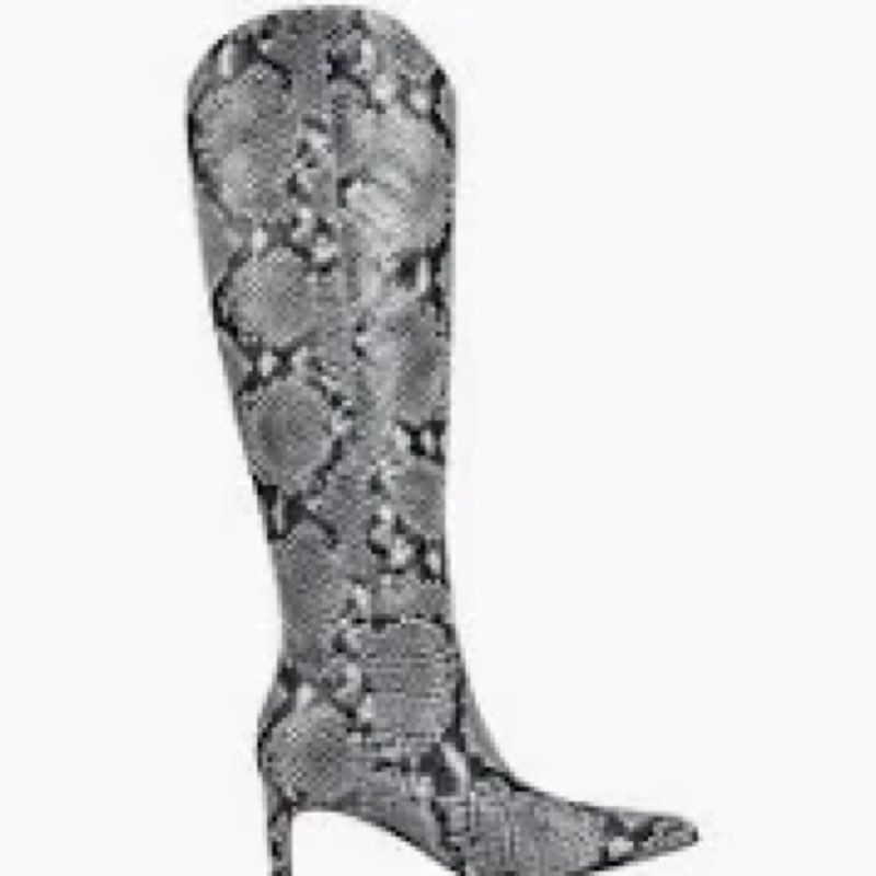 QUINNIE DRESS LEATHER BOOT Snake Print Leather Stiletto Heel Boots 7.5