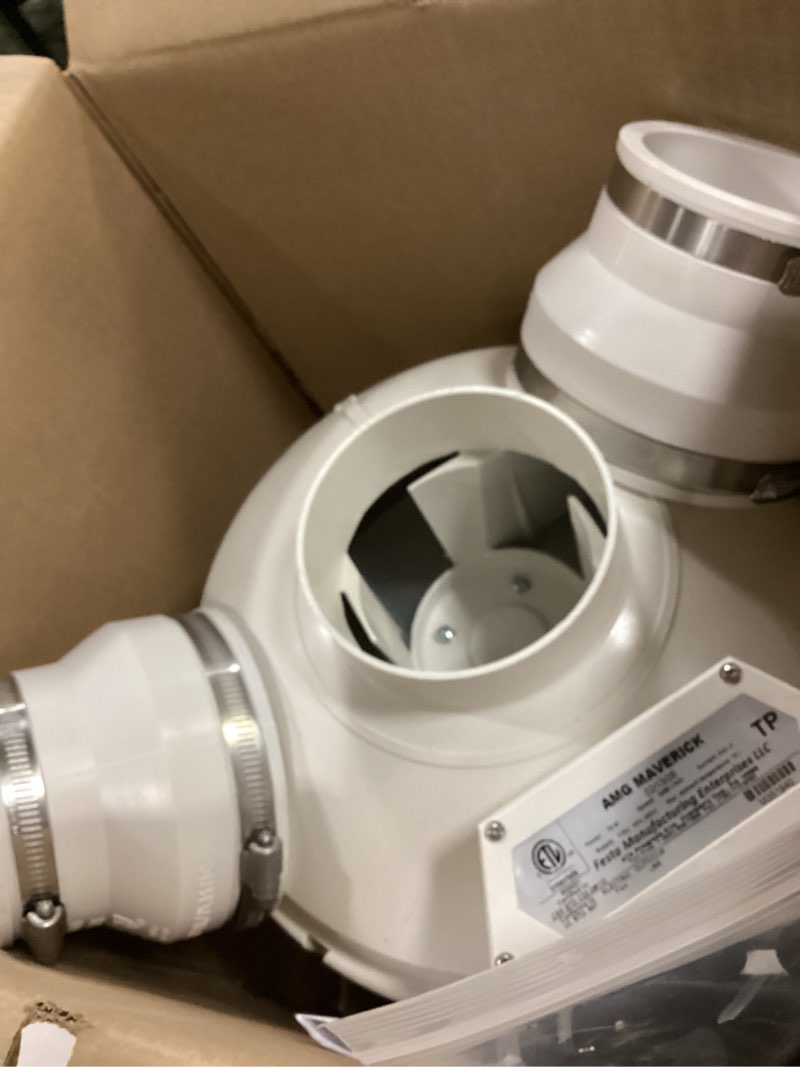 Condition photo showing New/Like New for festa amg maverick radon fan – 3“ installation kit - quiet and energy efficient radon mitigation inline fans – high performance 4” duct fan amg maverick 4x3