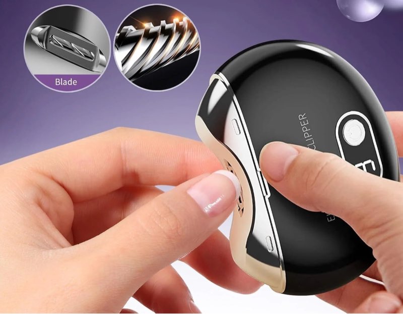 Electric Nail Clippers Automatic Nail Clipper Trimmer Cutter Manicure USB Safety black 