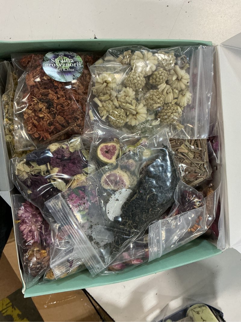 Condition photo showing New/Like New for 40 bags natural dried flowers kit, natural dried herbs with 2 mesh drawstring bag for soap,candle,resin jewelry making,bath,nail - rose petals,rosebuds,lilium,jasmine,don't forget me and more 40 bags*10g