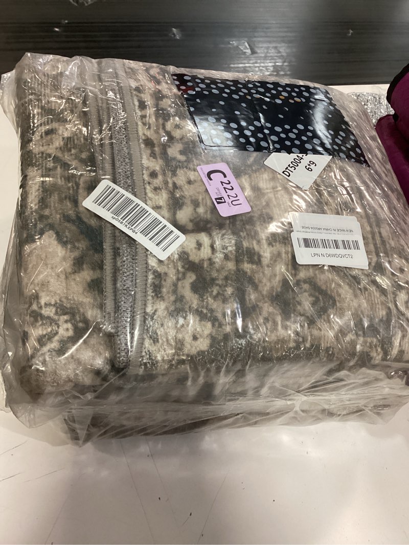 Condition photo showing Good Condition for genimo 6x9 area rug machine washable boho rug for living room,ultra-thin low pile carpet,lightweight indoor printed rug,non slip floral area rug for bedroom, dining room, home office,brownish green brownish green 6' x 9' (rectangular)