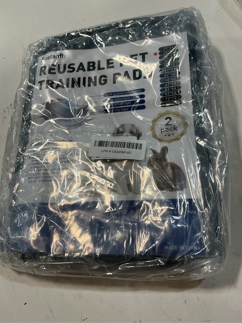 Condition photo showing New/Like New for fostanfly washable pee pads for dogs, 2 pack 28''x34'' large ultra-absorbent and leak-proof non-slip reusable potty training pads for dogs, puppy, potty buddy and cats of add 8 lanyards gray 28*34 inch (pack of 2)
