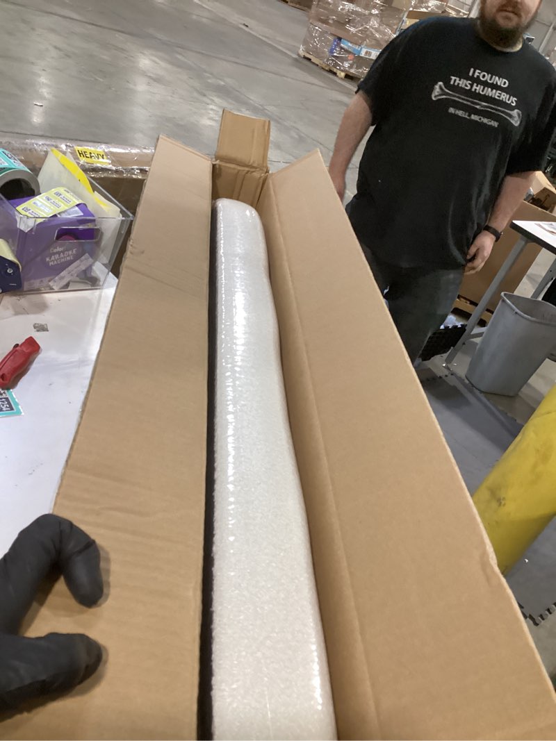 Condition photo showing New/Like New for B FSOBEIIALEO Ottoman with Storage for Living Room, Sherpa Folding Storage Ottoman Foot Rest, 43.3 Inches Collapsible Bedroom Bench White 43.3"*15"*15" White