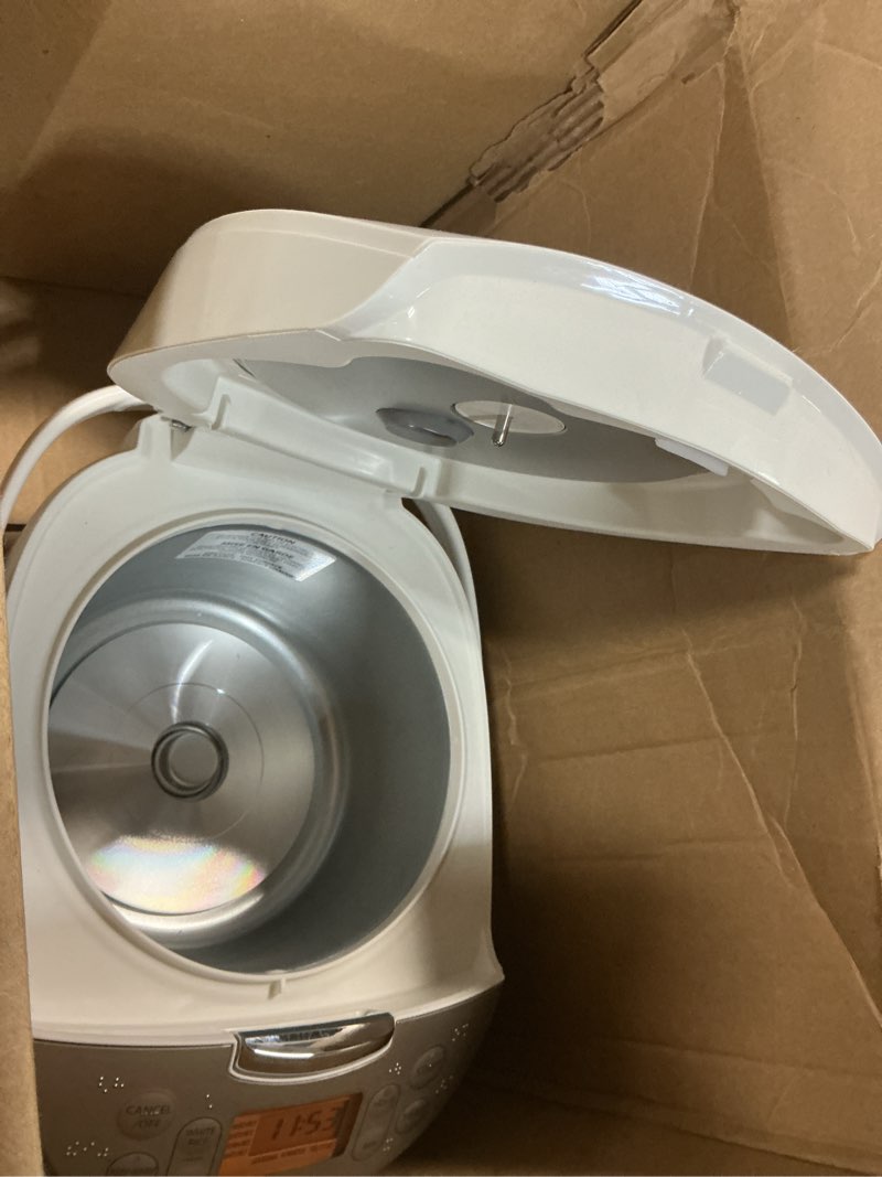 Condition photo showing As Is for Toshiba Rice Cooker 6 Cup Uncooked – Japanese Rice Cooker with Fuzzy Logic Technology, 7 Cooking Functions, Digital Display, 2 Delay Timers and Auto Keep Warm, Non-Stick Inner Pot, White 6 Cups Uncooked