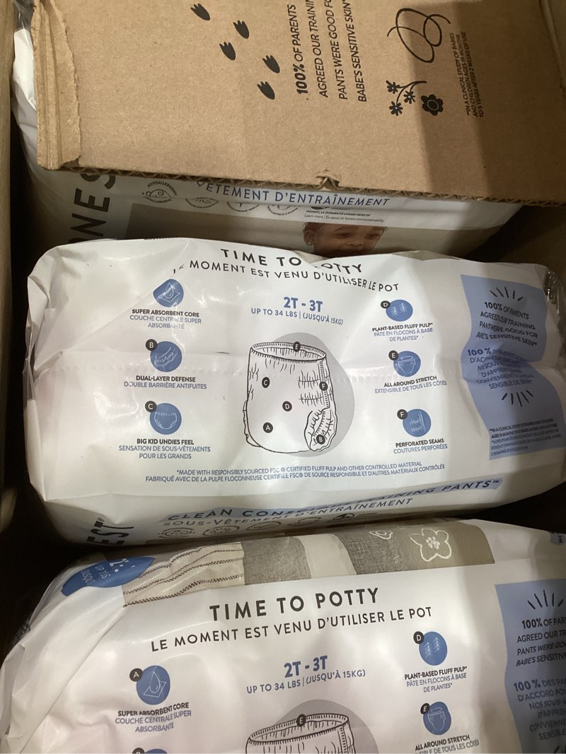 Condition photo showing Good Condition for The Honest Company Clean Conscious Training Pants for Sensitive Skin | Hypoallergenic, Fragrance Free | Magical Moments + Butterfly Kisses | Size 2T/3T (up to 34 lbs), 66 Count Magical Moments + Butterfly Kisses Size 2T/3T 66