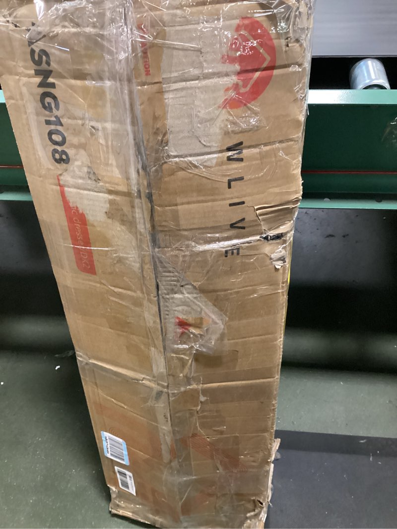 Condition photo showing As Is for WLIVE Led Dresser for Bedroom, TV Stand for Bedroom with LED Lights and Power Outlet, Wide Chest of 