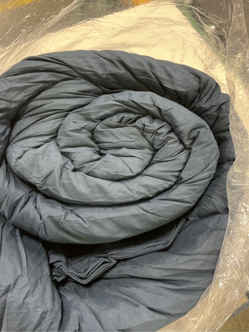 Condition photo showing Good Condition for King Size Comforter Set Navy - 7 Pieces Bed in a Bag Lightweight Bedding Set, All Season Soft 7PC Bed Set with Comforter, Flat Sheet, Fitted Sheet, Pillowcases & Pillow Shams Navy Blue King