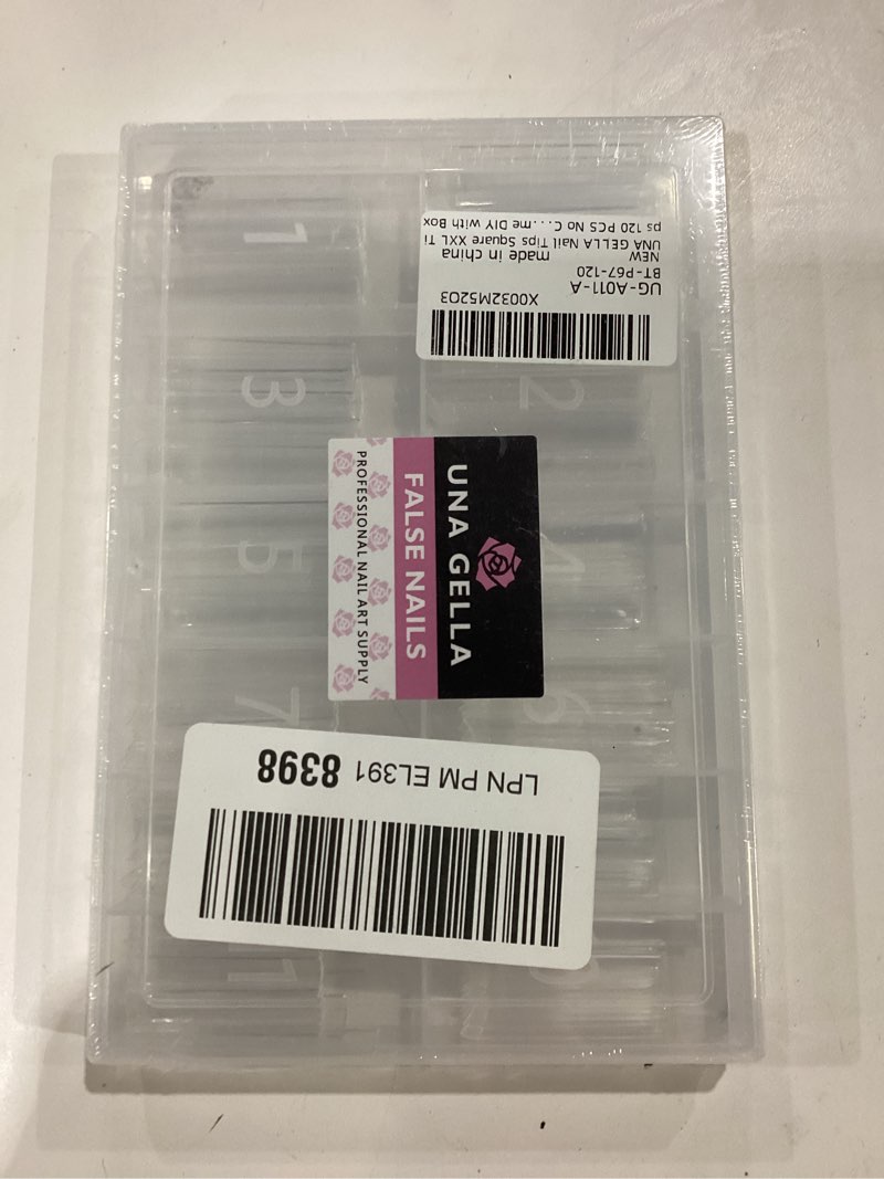 Condition photo showing New/Like New for UNA GELLA Nail Tips Square XXL Tips 120 PCS No C Curve Gel Tips Extra Long Square Straight Nails Half Fake Nail Tips No Trace for Acrylic Nails Tips for Home DIY with Box Half Straight