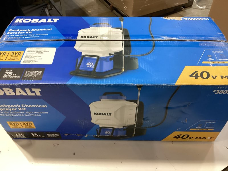 kobalt 4-gallon 40-volt battery operated plastic backpack sprayer with adjustable spray pattern