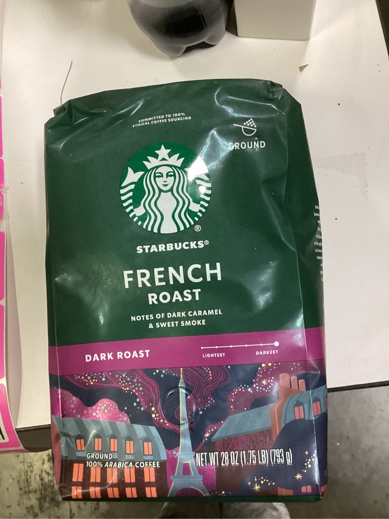 Condition photo showing New/Like New for Starbucks Ground Coffee, Dark Roast Coffee, French Roast, 100% Arabica, 1 bag (28 oz) French Roast 28 Ounce (Pack of 1)