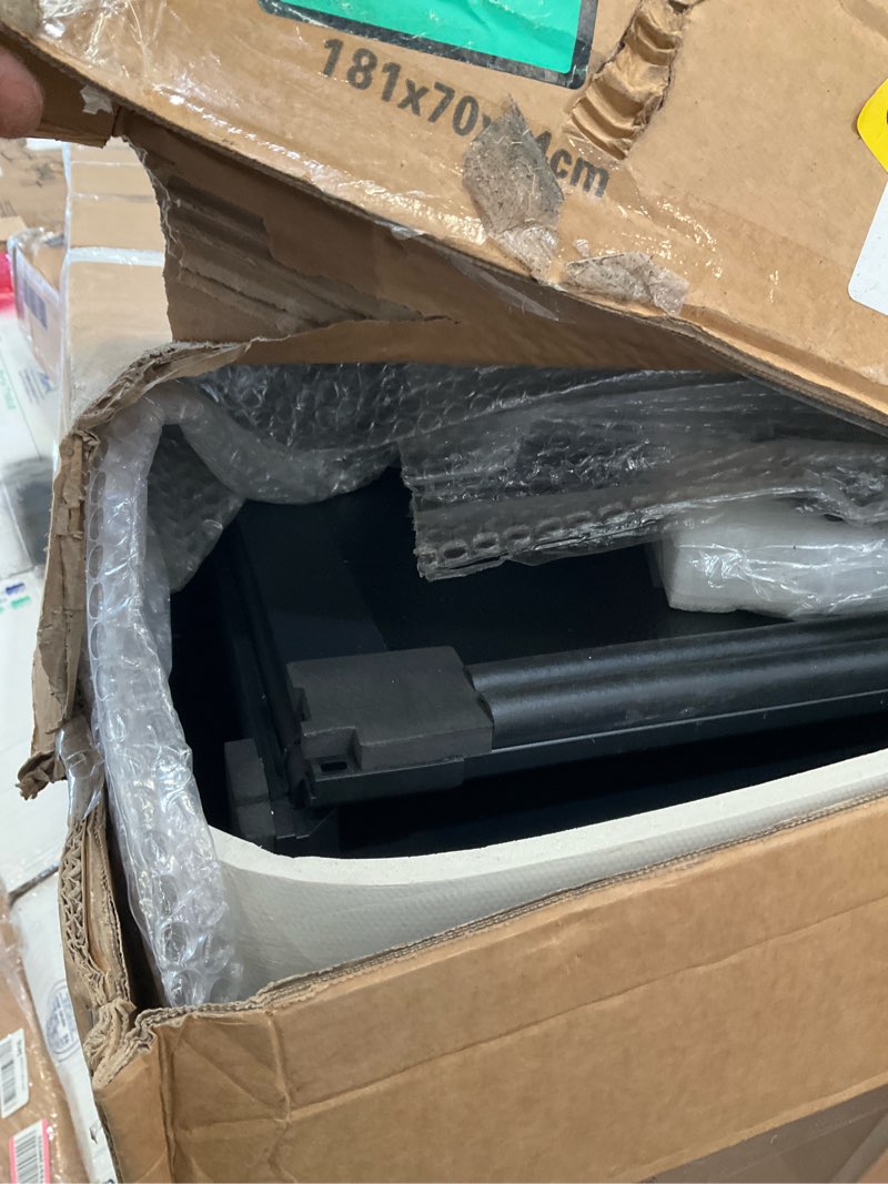 Condition photo showing As Is for frp hard folding truck bed tonneau cover compatible with 2007-2026 chevy silverado/gmc sierra 1500 5' 8" bed (69.6"), tri fold style black hard tri fold 5' 8" bed (69.6")