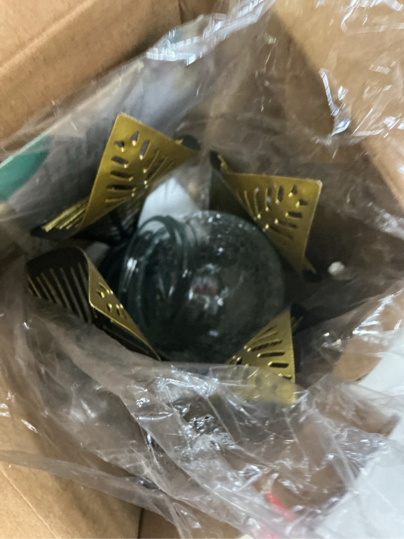Condition photo showing Good Condition for solar garden lights waterproof decorations,crackle globe glass,metal palm leaf solar lights for outdoor decor on garden,patio,yard,front porch,tabletop lamp-perfect gifts golden/black