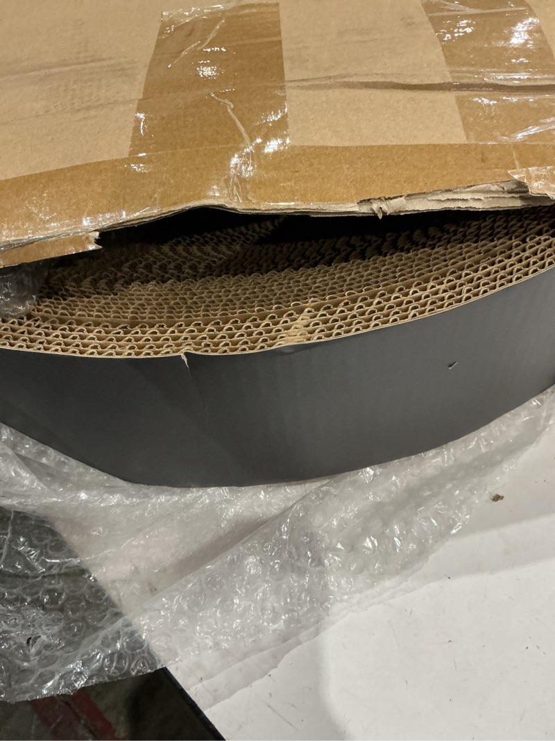 Condition photo showing As Is for 2 in 1 round cat scratching board, cardboard cat scratcher for indoor cats, corrugated cat scratch pad for grinding claws and rest (23.6") l (23.6''x 23.6"x4.7")