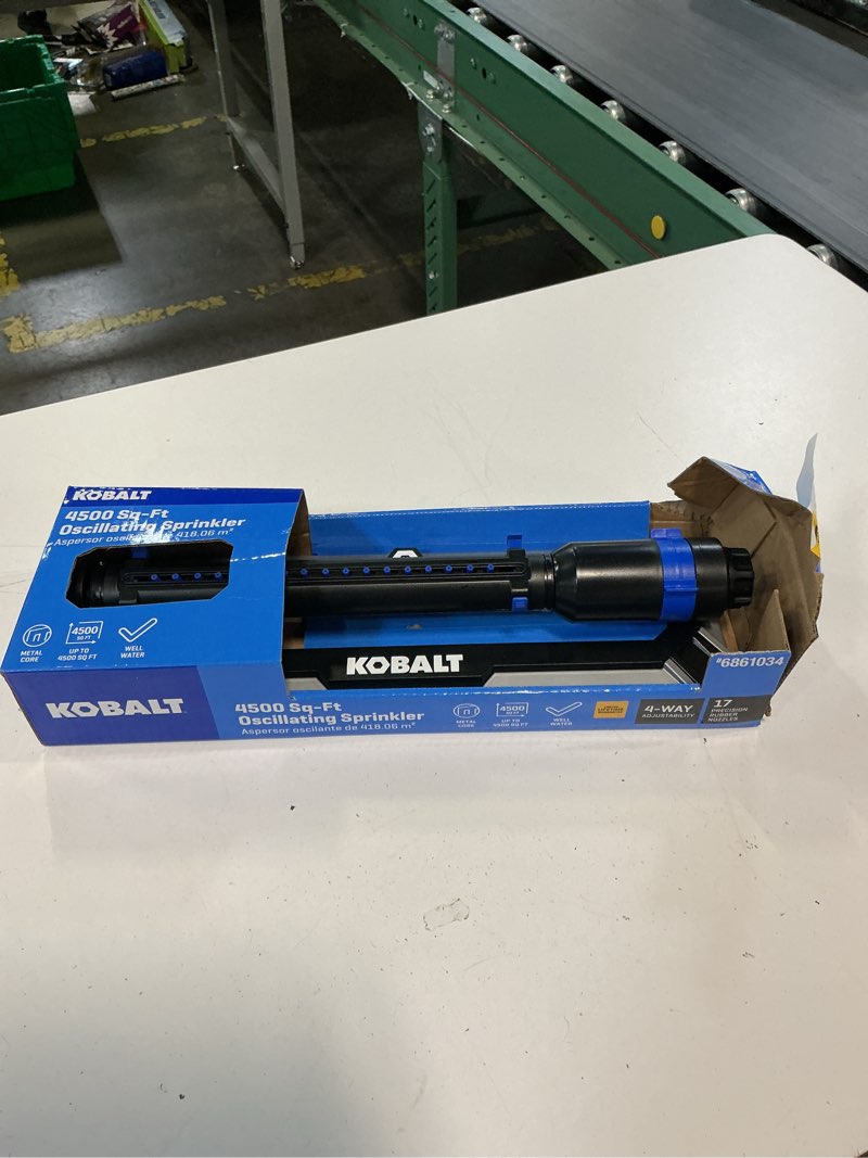Condition photo showing As Is for kobalt lawn sprinkler 4000-sq ft oscillating lawn sprinkler