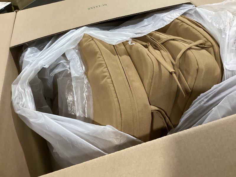 Condition photo showing Good Condition for idee-home Outdoor Chair Cushions Set of 4, 17" x 17" x 3" Thick D-Shaped Patio Furniture Outdoor Seat Cushions Waterproof with Ties, Dining Pads 17 x 17 x 3 Inch Antique Beige 4