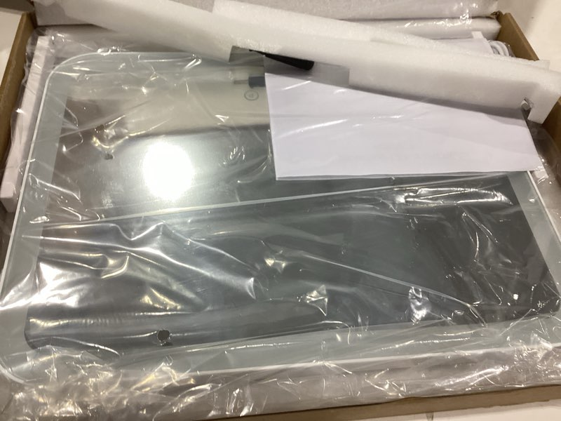 Condition photo showing New/Like New for rolove lighted makeup mirror, 17"x13" vanity mirror with lights, 10x magnification, gifts for women, 3 color lighting modes, smart touch control, 360° rotation for bedroom or tabletop (white) white 17"l x 13"w