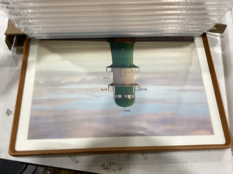 Condition photo showing Good Condition for vnvnk 24x24 frame natural wood color, perfect for 24x24 inch picture without mat or 20x20 inch picture with mat, home wall decor picture frame-1 pcs