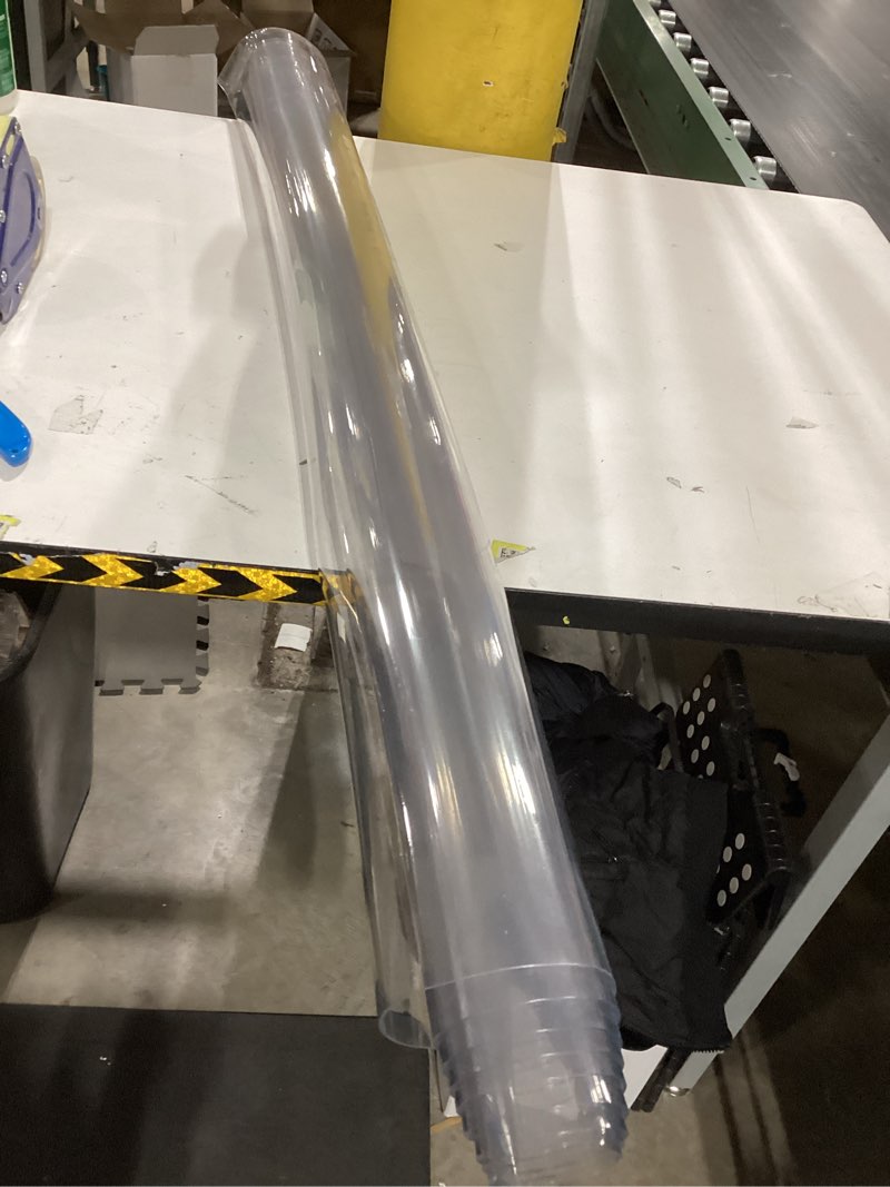 Condition photo showing As Is for Clear Marine Vinyl Sheeting, 30 Gauge, 5 Yard Roll of Transparent Plastic, Storm Windows, Covering, Protection, Tablecloth Protector Clear - 30 Gauge 5 Yard Roll
