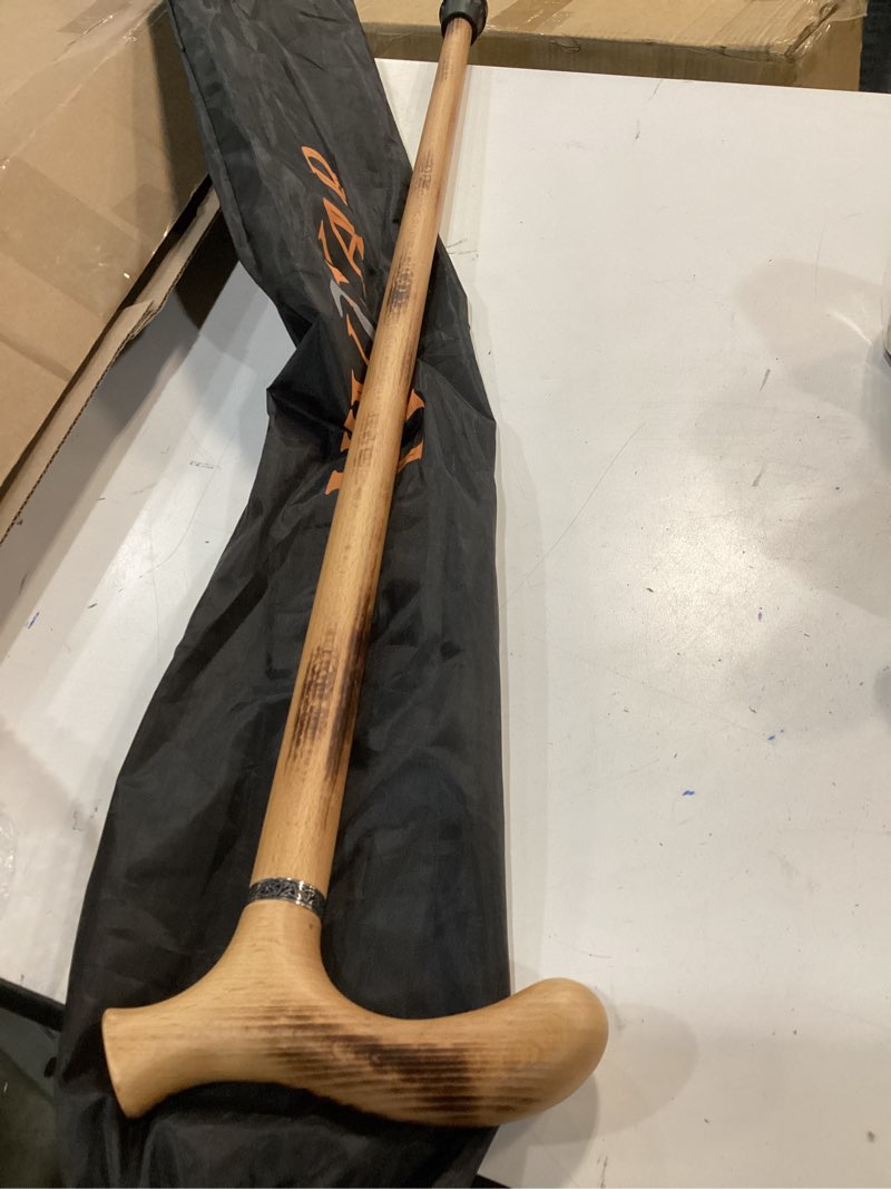 Condition photo showing Good Condition for Wooden Walking Cane with 5 Height for Men and Women, Handmade Wood Cane with Comfort Grip Handle, Supportive Mobility Aid for Seniors, Fashionable & Classic Lightweight Stick Burlywood 35inch