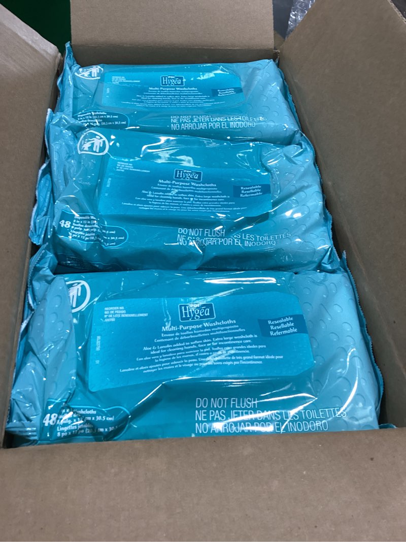 Condition photo showing Good Condition for hygea towelettes personal sftpk 48ea/pk,12 pack