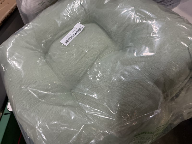 Condition photo showing Good Condition for battilo chair cushions set of 2 for dining chairs, seat cushions for kitchen chairs with non-slip backing, indoor/outdoor waterproof chair seat pads with ties, 15.5"x15.5"x4", sage green sage green 2 count(pack of 1)