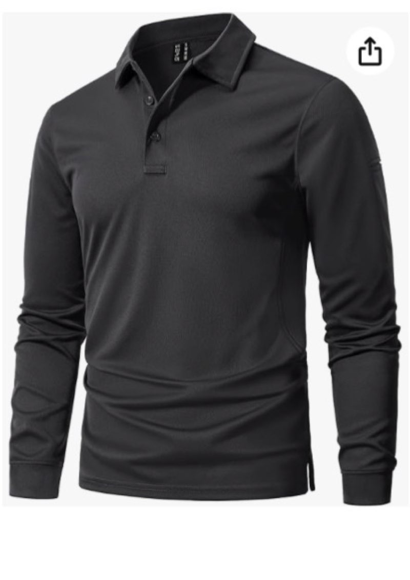 (Different color to stock photo) Pique Polo Shirts for Men Performance Dry Fit Summer Cotton Long Sleeve Collared Shirts size S