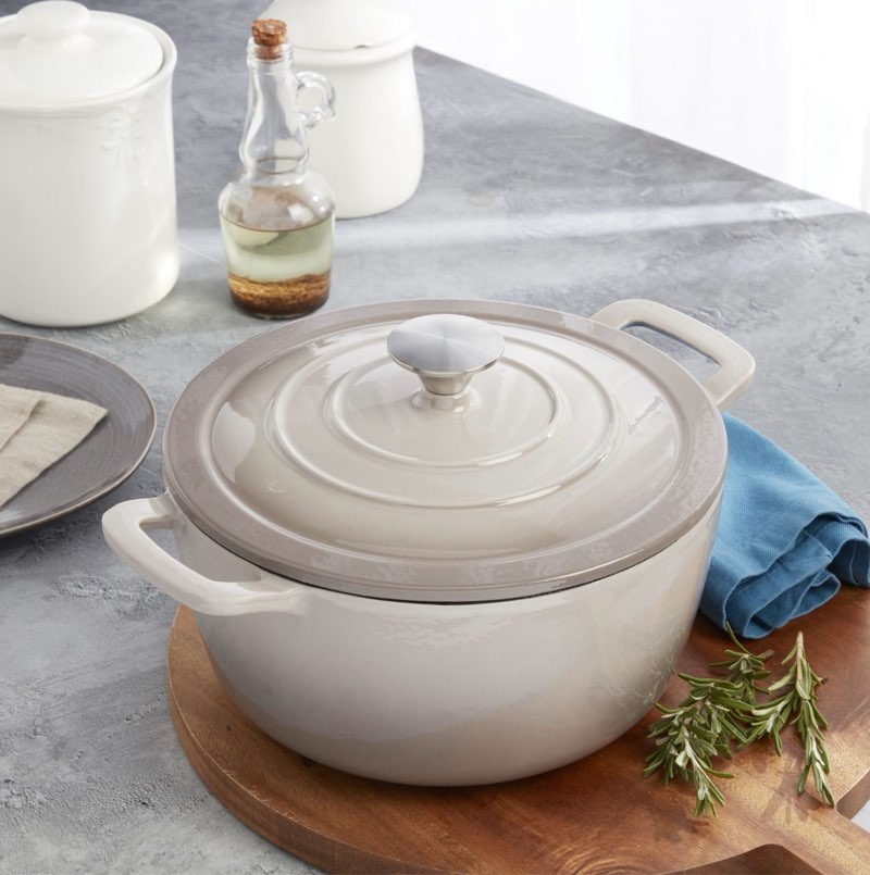  Mingle & Co. 5-qt. Enameled Cast Iron Dutch Oven, Grey Gray