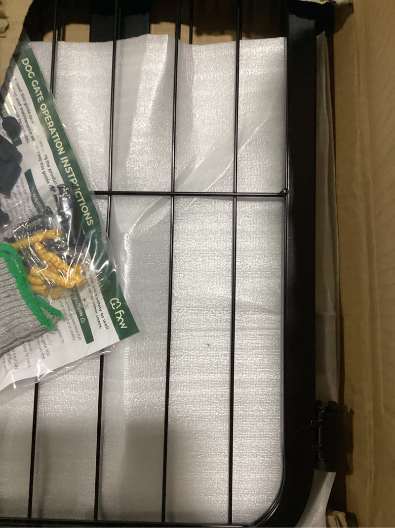 Condition photo showing Good Condition for fxw dog gate extra wide designed for indoor use, adjustable width up to 83-inch wide (40" h 3 wire panels for medium and large dogs), black black up to 83" w?2 panels + 1 door? 40"h