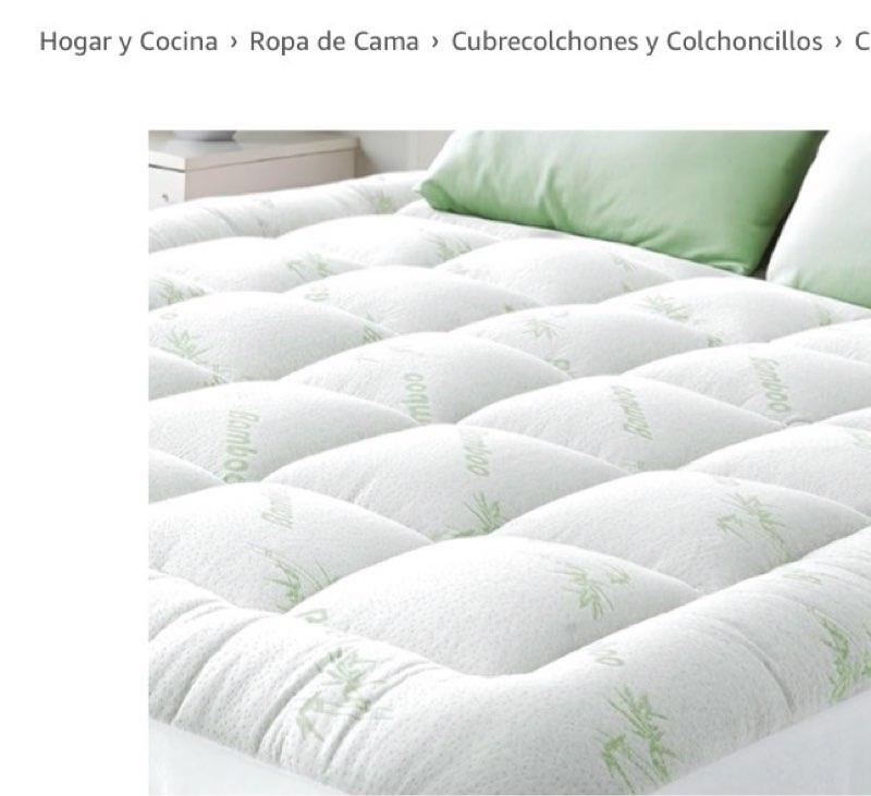 Patrocinado  Hogar y Cocina›Ropa de Cama›Cubrecolchones y Colchoncillos›Cubrecolchones Logo de Amazon Prime Disfruta de entrega rápida y gratis, ofertas exclusivas, además de películas y programas de TV galardonados. Únete a Prime US$64.99 Entrega GRATIS el sábado, 4 de octubre O los miembros Prime reciben entrega GRATIS el miércoles, 1 de octubre. Realiza el pedido en 15 hrs 58 mins. Únete a Prime Entrega en Erlanger 41018 - Actualizar ubicación Disponible Cantidad: Cantidad:1   Agregar al Carrito   Comprar ahora Enviado por Amazon Vendido por Niagara Sleep Solutions Devoluciones Reembolso o reemplazo GRATIS por 100 días Empaque Se envía sin empaque adicional de Amazon Ver más Agregar un recibo de regalo para facilitar las devoluciones Agregar a la Lista  Cubrecolchón ultrasuave tamaño California King, cubrecolchón de viscosa de bambú para aliviar el dolor de espalda, enfriamiento natural para quienes sufren de calor al dormir, color verde Toque la imagen para ampliarla                  2+    Cubrecolchón ultrasuave tamaño California King, cubrecolchón de viscosa de bambú para aliviar el dolor de espalda, enfriamiento natural para quienes sufren de calor al dormir, color verde