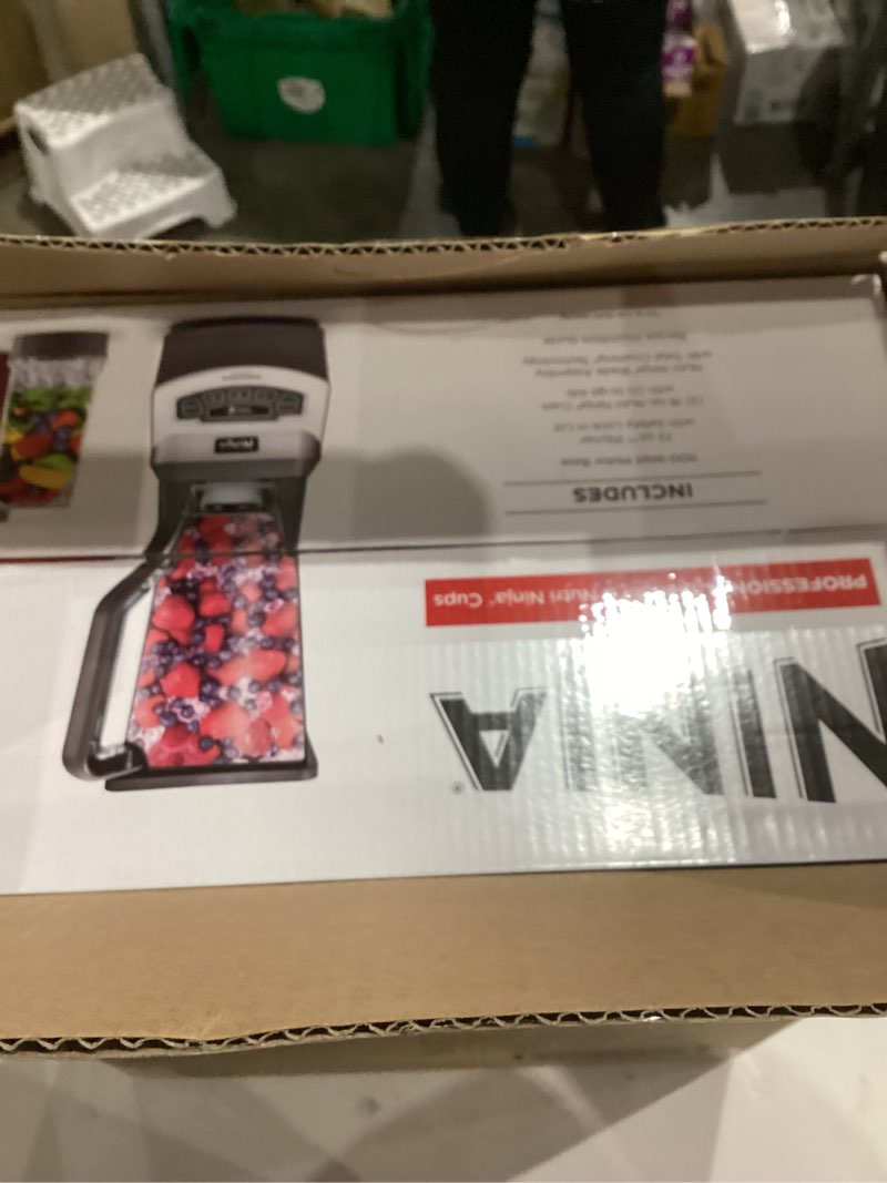 Condition photo showing As Is for Ninja BL660 Professional Compact Smoothie & Food Processing Blender, 1100-Watts, 3 Functions -for Frozen Drinks, Smoothies, Sauces, & More, 72-oz.* Pitcher, (2) 16-oz. To-Go Cups & Spout Lids, Gray Pitcher + (2) 16 oz. Cups