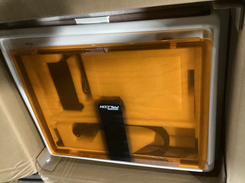 Condition photo showing As Is for creality falcon a1 10w laser engraver, 80w powerful output, fully enclosed, 600mm/s speed, hd camera auto positioning, pre-assembled&smart material recognition, ideal for wood & metal, white falcon-a1 10w white
