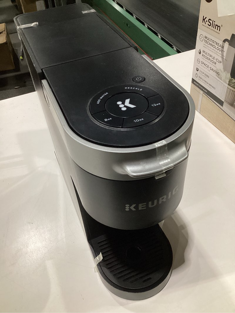 Condition photo showing As Is for Keurig K-Slim Single Serve K-Cup Pod Coffee Maker, Multistream Technology, 3 Brew Sizes, Slim and Sleek Design, 46oz Removable Reservoir, Black