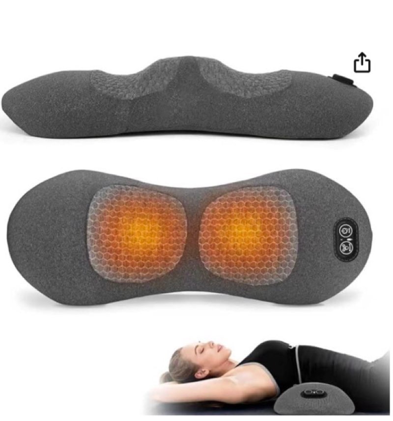 3-in-1 electric back massager pillow, rechargeable lumbar support cushion with heat vibration
