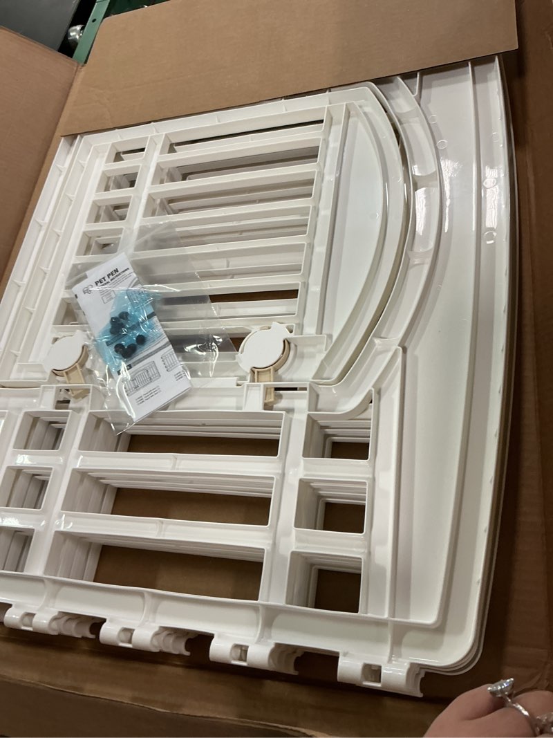 Condition photo showing New/Like New for IRIS USA 24" 4-Panel Dog Playpen with Door, 35 x 35 x 24, Puppy Playpen, Dog Play Pen Indoors, Pet Fence, Puppies/Small Dogs, White